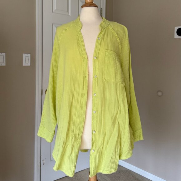 Aerie Pool to Party Cover Up Shirt Lime Slush - Picture 4 of 4